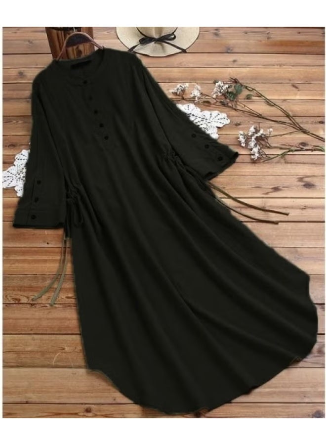 Barbora Casual Long Dress with Gathered Detail - Image 1